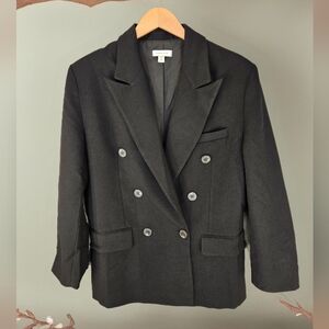 Topshop Womens Oversized Black Double Breasted Blazer Sz 4 Career To Casual